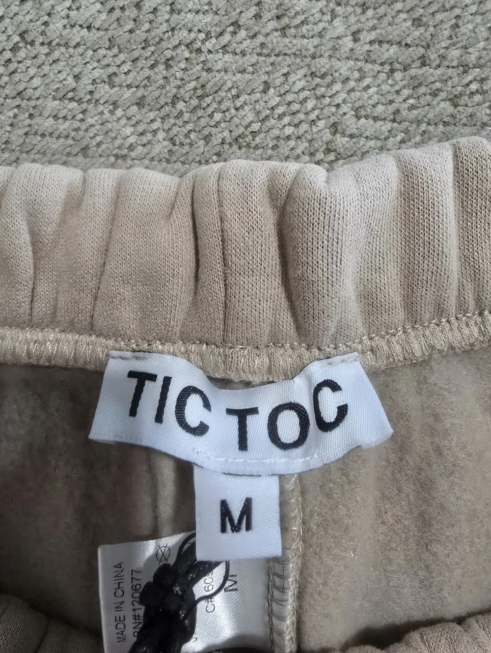 Tic Toc Essentials Momo Taupe Fleece Relaxed High Waist Lounge Shorts - Medium